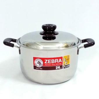 Zebra หม้อสเตนเลส2หูม้าลาย ขนาด 24 ซม.