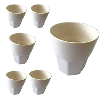 Superware Flowerware แก้วเมลามีนแปดเหลี่ยม 14 ออนซ์ 6 ใบ (สีครีมขาว)