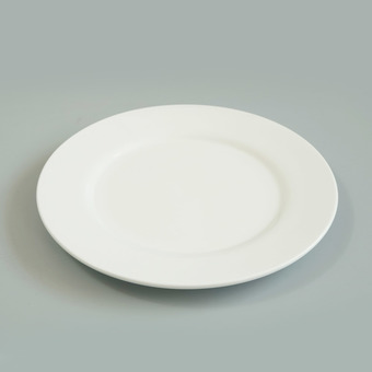 STOKE PORCELAIN จานเซรามิก 9นิ้ว 6 ใบ/ชุด ทรงตื้นมีขอบ (ขาวครีม)