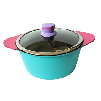 FOFO หม้ออลูมิเนียมหล่อ 24 ซม. เคลือบ non-stick หูจับหุ้มซิลิโคน