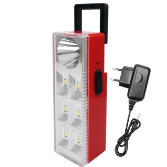 Lotte ไฟฉุกเฉิน ชนิดพกพา Mini Rechargeable Emergency Lamp 6+1 LED 3 Watt (Red)