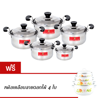 Dragonชุดหม้อซุปสแตนเลส 5 ใบ