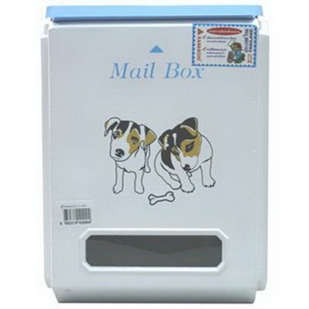 HANABISHIตู้จดหมายเหล็ก ลายสกรีนสุนัข กันแดด กันฝน รุ่นMสีขาวSize 30x22.5x11 cm