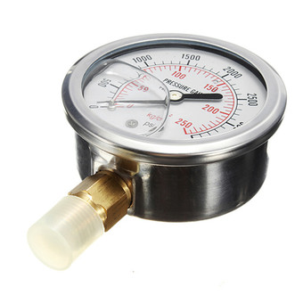  Brass 1/4" NPT Male Hydraulic Liquid Filled Pressure Measuring Gauge 0-3500 PSI 