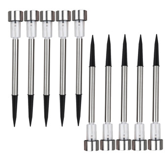 10pcs Solar Powered Rechargeable Stainless Steel Garden Lawn Lights Lamps
