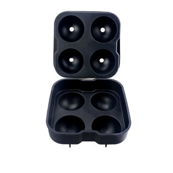 Silicone Round Ice Balls Maker Tray Four Large Sphere Molds Cube Whiskey Cocktails