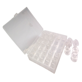 FD Premium กระสวย จักรเย็บผ้า (25 ชิ้น)+กล่องพลาสติก Single Robbin Sewing Machine Spools Kit with Case Box รุ่น HLM001 (สีขาว)