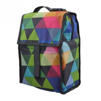 Portable Folding Outdoor BBQ Grill Picnic Cooler Bag Color Geometric Fringe Printing - Intl