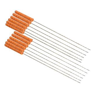 13Pcs Outdoor Barbeque Skewers Needle Set with Wood Handle BBQ Kebab Stick