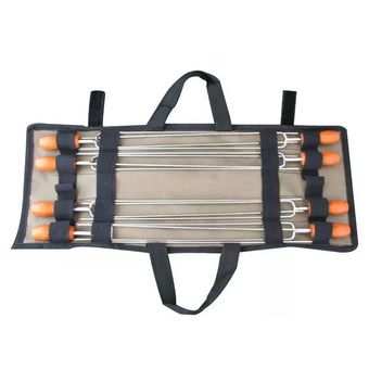OH 8pcs Stainless Steel BBQ Grilled Skewers Needle Barbecue Camping Cooking Silver