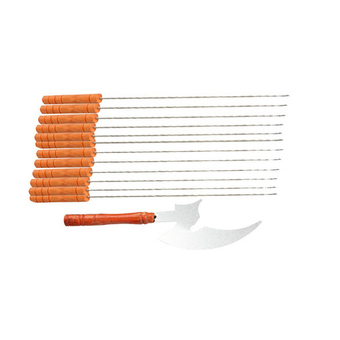 S & F Outdoor Barbeque Skewers Needle Set with Wood Handle BBQ Kebab Stick
