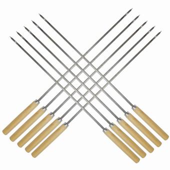 10pcs/lot Stainless Steel Wooden Handle Barbecue Needle