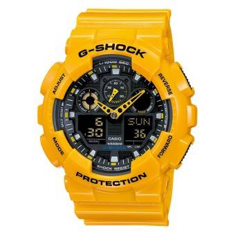 Casio G-Shock นาฬิกาข้อมือผู้ชาย สายเรซิน รุ่น GA-100A-9A (สีเหลือง)