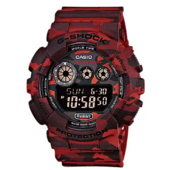 Casio G-Shock นาฬิกาข้อมือผู้ชาย สายเรซิ่น สีพรางแดง รุ่น Gd-120Cm-4Dr