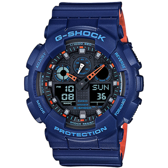 Casio G-Shock นาฬิกาข้อมือผู้ชาย สายเรซิ่น รุ่น GA-100L-2A - สีน้ำเงิน