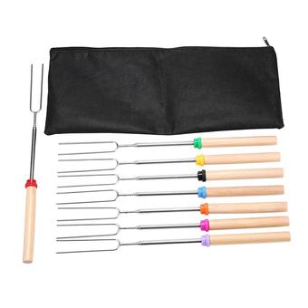 xfsmy Premium Marshmallow Roasting Sticks Set of 8 Pieces Hot Dog Fork 33 Inch Safety Barbecue Sticks