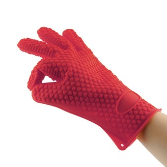 Heat Resistant Silicone Glove Cooking Baking BBQ Oven Pot Holder Mitt (red)