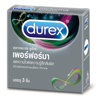 ดูเร็กซ์ ถุงยางอนามัย เพอร์ฟอร์มา 3 ชิ้น Durex Performa Condom 3&#039;s