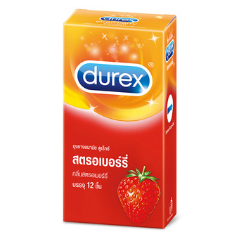 ดูเร็กซ์ ถุงยางอนามัย สตรอเบอร์รี่ 12 ชิ้น Durex Strawberry Condom 12&#039;s
