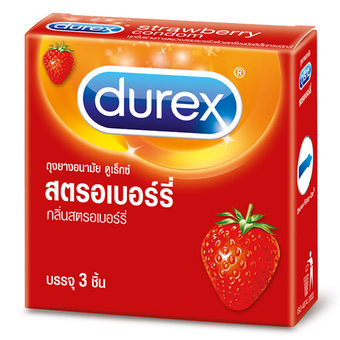 ดูเร็กซ์ ถุงยางอนามัย สตรอเบอร์รี่ 3 ชิ้น Durex Strawberry Condom 3&#039;s