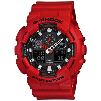 Casio G-Shock นาฬิกาข้อมือผู้ชาย สายเรซิน Standard ANA-DIGI รุ่น GA-100B-4 - Red