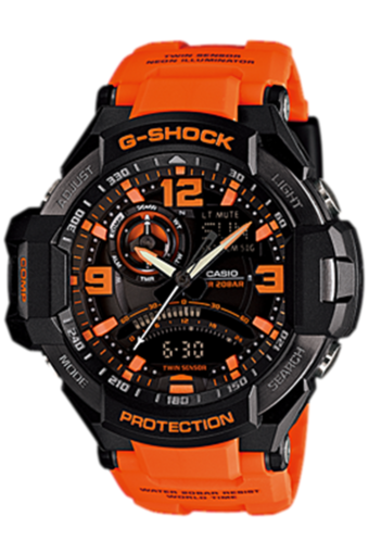 Casio G-shock นาฬิกาข้อมือ สีดำ/ส้ม สายเรซิน รุ่น GA-1000-4ADR