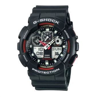 Casio G-Shock นาฬิกาข้อมือผู้ชาย สีดำ สายเรซิ่น รุ่น GA-100-1A4ประกันCMG