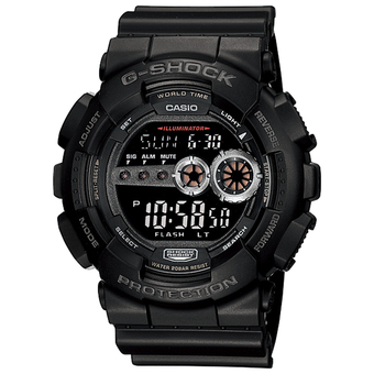 Casio G-Shock นาฬิกาข้อมือผู้ชาย สีดำ สายเรซิ่น รุ่น GD-100-1B