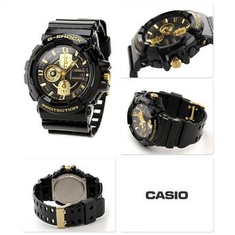 Casio G-Shockนาฬิกาข้อมือผู้ชาย สีดำ/ทอง สายเรซิ่น รุ่นGAC-100BR-1A