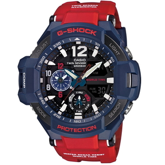 Casio G-Shock นาฬิกาข้อมือผู้ชาย สีน้ำเงิน/แดง สายเรซิ่น รุ่น GA-1100-2A ประกันCMG