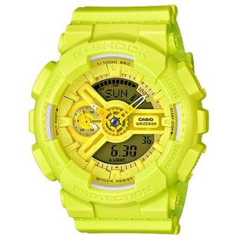 Casio G-Shock Mini นาฬิกาข้อมือผู้หญิง สายเรซิ่น รุ่น GMAS110VC-9A - สีเหลืองเขียว(Yellow)