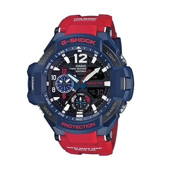 Casio G-Shock นาฬิกาข้อมือผู้ชาย สายเรซิ่น GA-1100-2A Gravity Sky (Blue/Red) Optimas