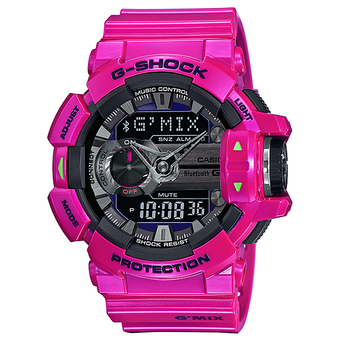 Casio G-Shock นาฬิกาข้อมือสุภาพบุรุษ สายเรซิน Mobile Link รุ่น GBA-400-4CDR (สีชมพู)