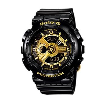 Casio Baby-G นาฬิกาผู้ชาย สีดำ/ทอง สายเรซิ่น รุ่น BA-110-1ADR