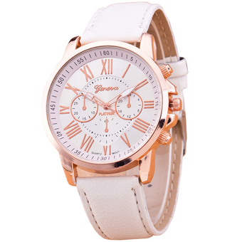 GENEVA Women Watch นาฬิกาข้อมือผู้หญิง สายหนัง รุ่น WATCH X003 - White