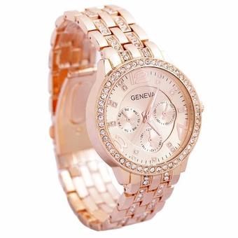 Geneva Women&#039;s Rose Golden Stainless Steel Strap Watch นาฬิกาข้อมือผู้หญิง WP8502（Rose Gold）