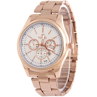 MEGA Calendar Wristwatch ปฏิทินนาฬิกาข้อมือผู้หญิง-ชาย สาย Stainless รุ่น MG0005 (White)