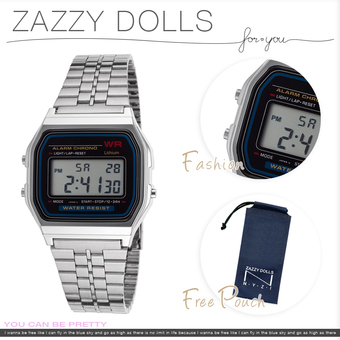 Zazzy Dolls นาฬิกาข้อมือผู้หญิง สีเงิน สายแสตนเลส รุ่น ZD-0041-SV BK