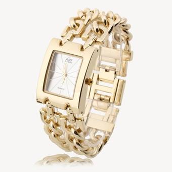 Women Wrist Watch Wristwatch Gold Alloy Link Bracelet Band Rectangle Dial
