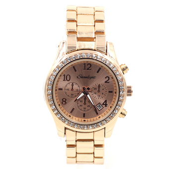 Sevenlight นาฬิกาข้อมือผู้หญิง มีระบบแสดงวันที่ กันน้ำได้- WP8167 (Pink Gold)