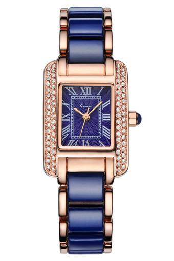 Kimio นาฬิกาข้อมือผู้หญิง สีน้ำเงิน/พิงค์โกล์ด สาย Alloy รุ่น KW6036(free size)