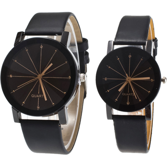 MEGA Quartz Waterproof Slim PU Leather Wristwatch Lover Couple Watch หรูหรานาฬิกาข้อมือ สายหนัง กันน้ำ นาฬิกาคู่ รุ่น MG0014 (Black)