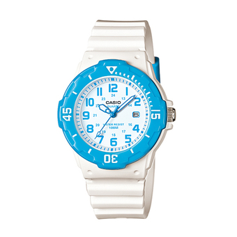 Casio Standard นาฬิกาข้อมือผู้หญิง สายเรซิ่น รุ่น LRW-200H-2BVDF - สีขาว/ฟ้า