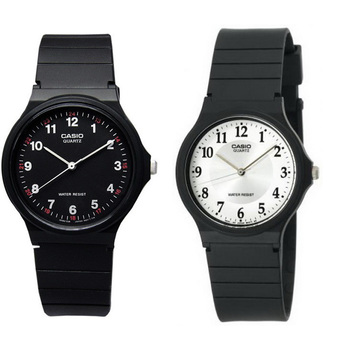 Casio นาฬิกาข้อมือผู้ชาย สีดำ สายเรซิ่น รุ่น MQ-24-1B และ MQ-24-7B3 แพ็คคู่