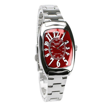 Casio Standard นาฬิกาข้อมือผู้หญิง สายสแตนเลส รุ่น LTP-1208D-4BDF - เรือนเหล็ก/หน้าแดง