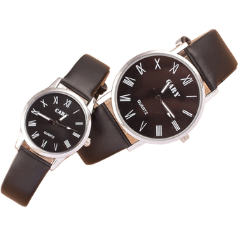 MEGA Quartz Waterproof Slim PU Leather Wristwatch Lover Couple Watch หรูหรานาฬิกาข้อมือ สายหนัง กันน้ำ นาฬิกาคู่ รุ่น MG0011 (Black)