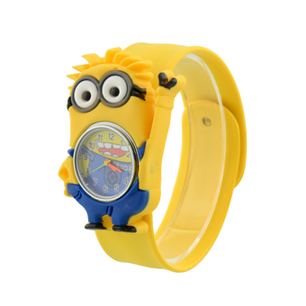 Aukey Kids Minion Cartoon Gel Quartz Clap WristWatch