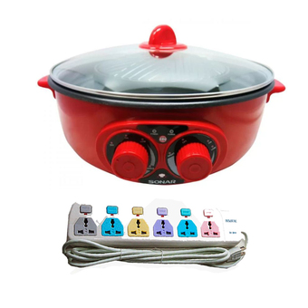 Sonar หม้อสุกี้ บาร์บีคิว รุ่น SF-M41 สีแดง + รางปลั๊กไฟ มูลค่า 485 บาท