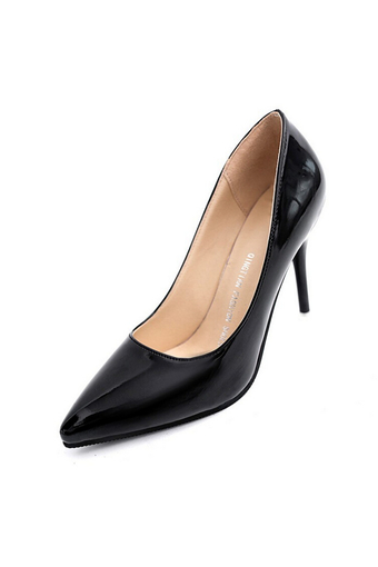 D90 Hot Women Sexy High Heels Wedding Pointed Toe OL Stilettos Patent Leather Lady Shoes Black