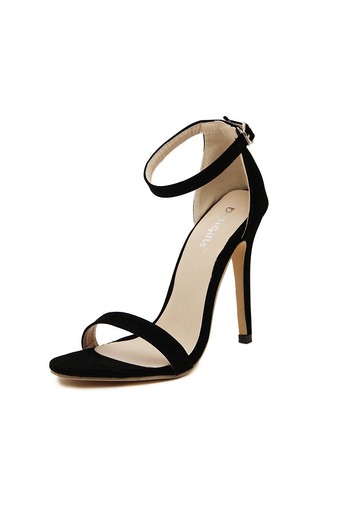 High Heels Sandals Women Open Toe Shoe 11CM Plus Size(Black)